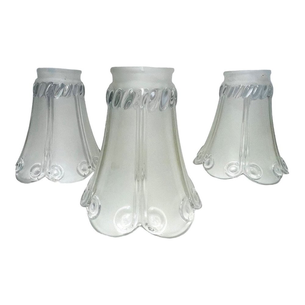 Vintage Clear Frosted Replacement Thick Glass Lamp Shade Bell Etched Ceiling Fan